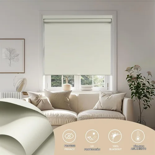 Vista 3 de Persianas enrollables opacas para ventanas, persiana enrollable color combinada, protección UV, persianas de tela con aislamiento térmico
