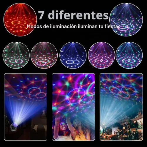 Vista 6 de Luces de fiesta de bola de discoteca para DJ, activadas por sonido, con control remoto, lámpara estroboscópica, 7 modos, luz de escenario