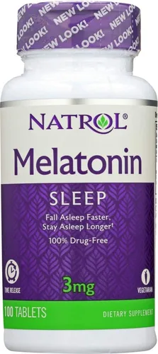 Vista 10 de Natrol Melatonina tabletas de alivio rápido, Nat-4404, 3 mg, 1, 1