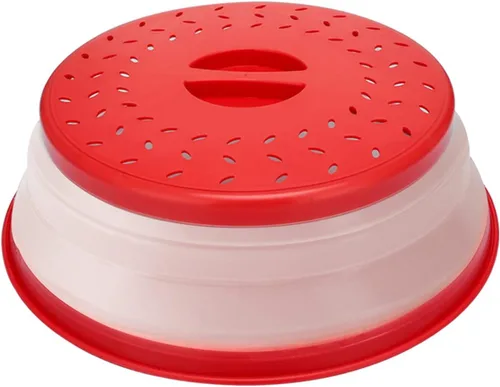 Vista 8 de Cubierta de microondas para alimentos, cubierta plegable para salpicaduras de microondas hecha de TPR apta para lavavajillas, sin BPA, color gris