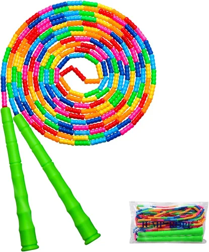 Vista 11 de Cuerda de saltar doble holandesa larga de 16 pies, 1 paquete/2 unidades, cuerda de saltar ajustable suave con cuentas para niños y adultos, lo