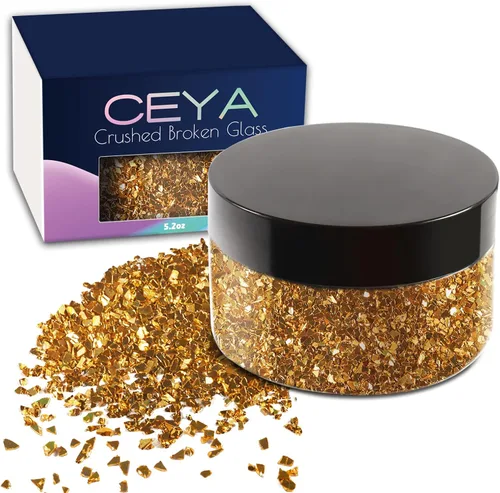 Vista 30 de Ceya - Conjunto de purpurina de vidrio irregular triturado en 32 colores, 640g/ 22.6 oz, chips de cristal metálico roto de 2-4mm, purpurina gruesa