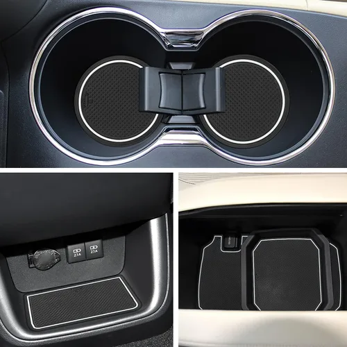 Vista 11 de Auovo Alfombrillas antipolvo para puerta Toyota Highlander Accesorios 2019 2018 2017 2016 2015 2014 Inserto para portavasos con revestimiento