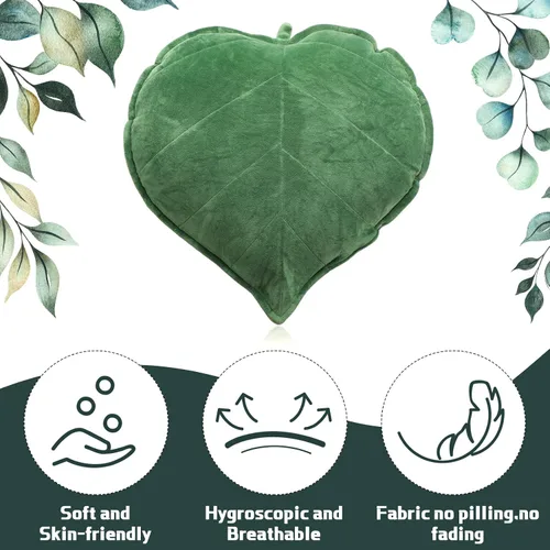 Vista 4 de Yookeer 2 piezas de almohadas en forma de hoja 3D con hojas de planta decorativas para sofá, sala de estar, dormitorio, sofá, decoración del hogar
