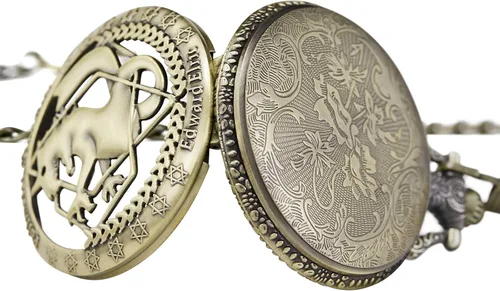 Vista 3 de Reloj de bolsillo Fullmetal Alchemist Edward Elric Anime con cadena de llavero y caja de collar, bronce, 1. Bronce, Retro
