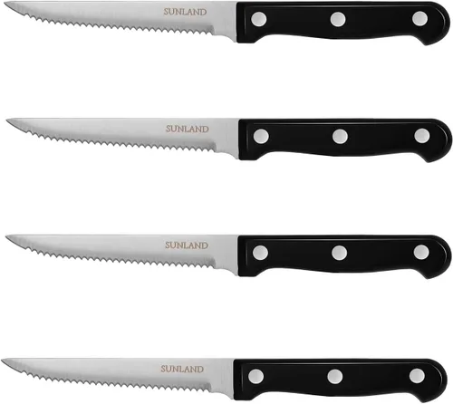 Vista 10 de SUNALND - Juego de 8 cuchillos para carne, con borde dentado y triple remachado