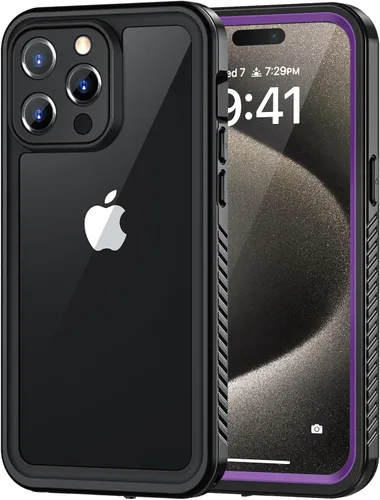 Vista 24 de Lanhiem Funda para iPhone 14, impermeable IP68 a prueba de polvo con protector de pantalla integrado, resistente a prueba de golpes de cuerpo Negro
