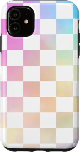 Vista 8 de Pastel Rainbow Checkerboard Checker Checked Pattern Case for iPhone 17