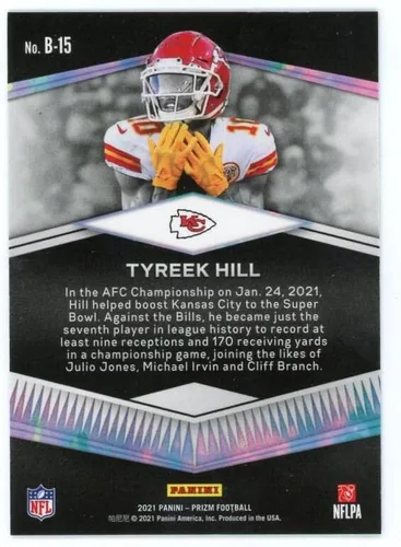 Vista 2 de 2021 Panini Prizm Brilliance #15 Tyreek Hill Kansas City Chiefs NFL Football Trading Card