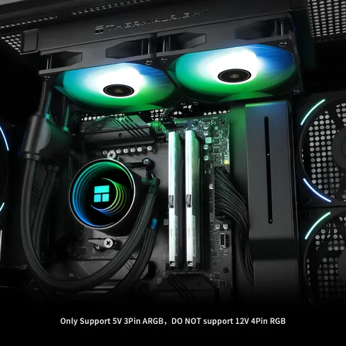 Vista 6 de Thermalright Frozen Notte 240 Black ARGB V2 Enfriador de CPU por Refrigeración Líquida, Especificaciones del Enfriador de CPU 240Black, Ventiladores