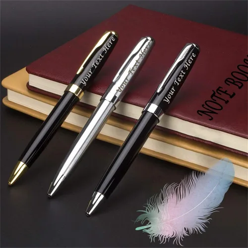 Vista 6 de Bolígrafos personalizados, estuche para bolígrafos grabado personalizado para hombres, bolígrafos Twist Action 0.7, juego de bolígrafos de Negro