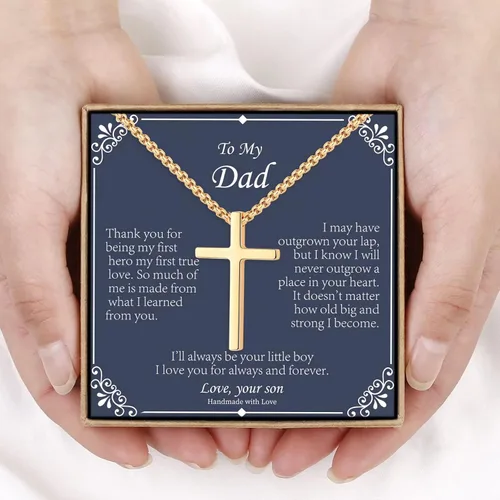 Vista 5 de IEFLIFE Collares de cruz, regalos para hombres, collar de cruz de plataoronegro, cadena con colgante de cruz para hombres, día del padre, Navidad