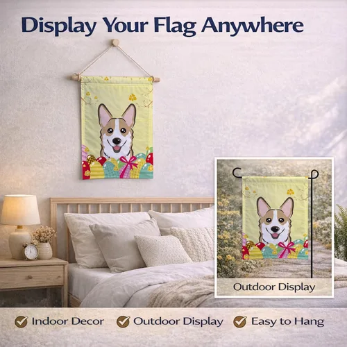 Vista 542 de Caroline's Treasures BB1923GF Bandera decorativa para jardín con diseño de Border Collie, para caza de huevos de Pascua, para jardín, jardín, patio