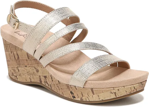 Vista 4 de LifeStride Sandalias de cuña con plataforma y tiras para mujer