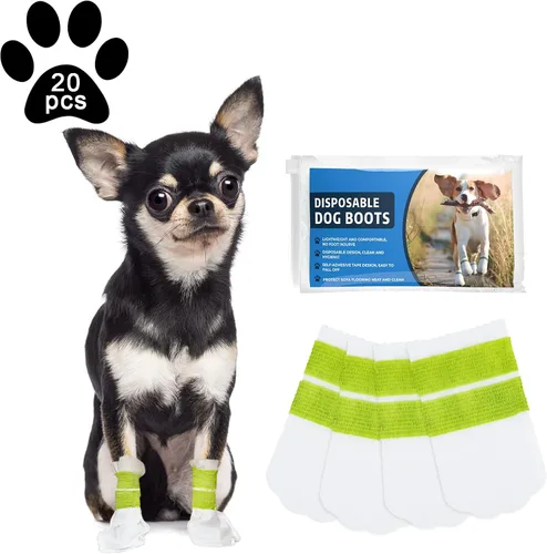 Vista 7 de Botines desechables impermeables para protección de patas, protectores de patas de perro para perros pequeños y medianos, zapatos para cachorros