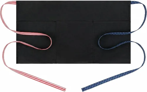 Vista 17 de Delantal de cintura BOHARERS con 3 bolsillos - Negro Delantales cortos de camarera, camarero, servidor