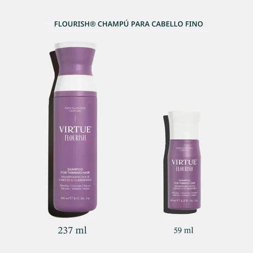 Vista 8 de VIRTUE Flourish Champú sin sulfato para cabello fino, Producto para el crecimiento y volumen del cabello, Desintoxica y repara, Seguro