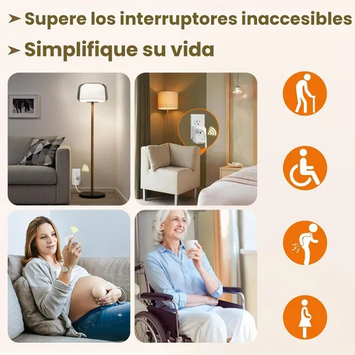 Vista 7 de SURAIELEC Interruptor de Luz Inalámbrico Control Remoto de Tomacorriente, Sin Necesidad de Cableado, Alcance RF de 100 pies, Preprogramado, Kit