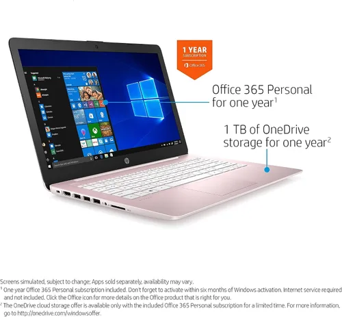Vista 3 de Laptop HP Stream 2021 de 14 pulgadas, procesador Intel Celeron N4020, 4 GB de RAM, 64 GB eMMC, WiFi, Bluetooth, cámara web, HDMI, Windows 10 S