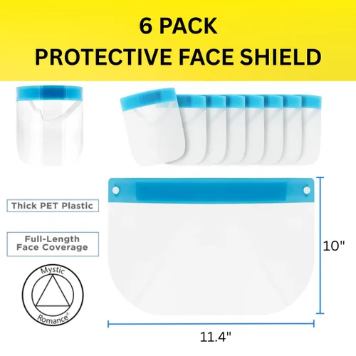 Vista 4 de Mystic Romance Paquete de 6 protectores faciales – Protección facial completa antivaho reutilizable – Equipo de seguridad transparente
