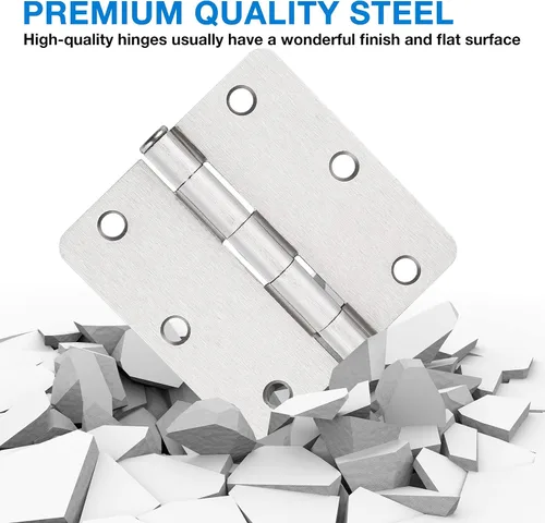 Vista 5 de JIW Bisagras de puerta de níquel satinado de 3.5 pulgadas 1/4 pulgadas, paquete de 12 Bisagras de puerta interiores níquel cepillado 3 ½" hardware