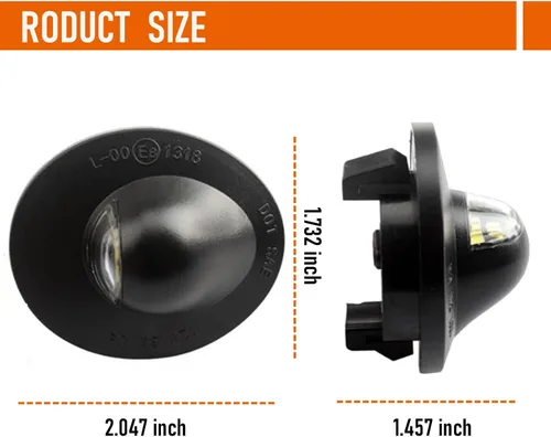 Vista 2 de Conjunto de 2 luces LED para matrícula compatibles con F150 F250 F350 F450 F550, parachoques trasero de repuesto blanco brillante, montaje de luces