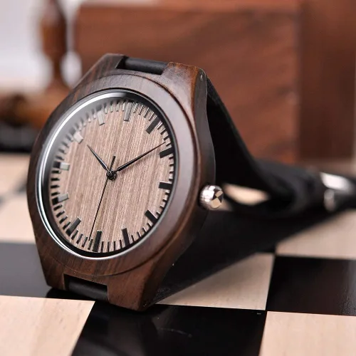 Vista 4 de Reloj de pulsera en madera con mensaje gravado personalizado para hombre, regalo para esposo, novio, padre, hijo, familiares y amigos