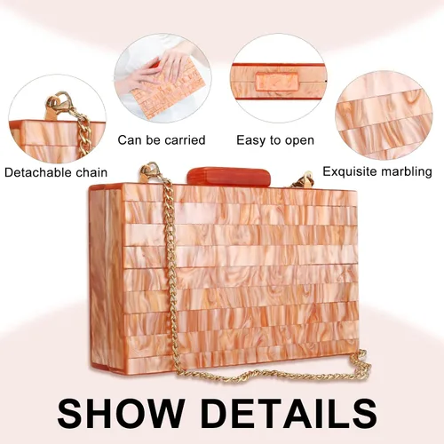 Vista 5 de Acrylic Clutch Bag Women'S Evening Handbag Plexiglas Box Crossbody Bag