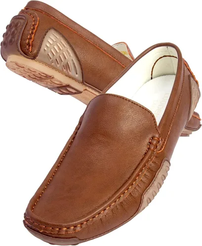 Vista 6 de LUODENGLANG Mocasines para hombre, zapatos casuales sin cordones, mocasines para conducir, mocasines Penny con suela de goma, zapatos planos suaves