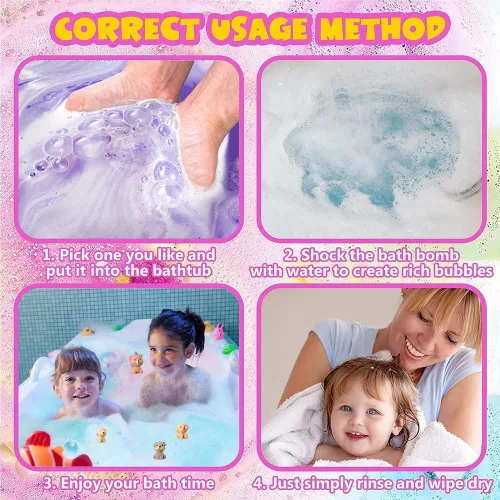Vista 8 de Bombas de baño para niños con sorpresa interior para niñas, niños y bebés, paquete de 20 bombas de baño orgánicas para niños con muñecos de cachorro