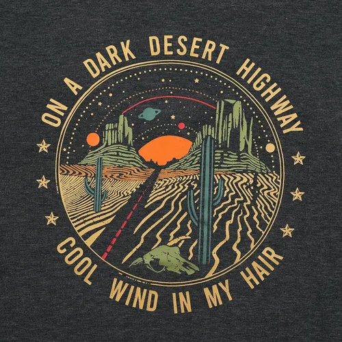 Vista 3 de Camisetas de aventura para mujer, camiseta retro de la carretera del desierto, divertida camiseta gráfica de la naturaleza, casual, de algodón