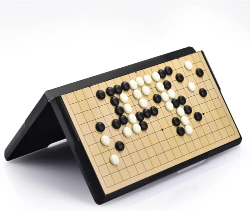 Vista 5 de Juego de mesa Go de 19 x 19 pulgadas con tablero de viaje plegable grande (11.3 pulgadas) y piedras de plástico magnéticas juegos de estrategia Weiqi