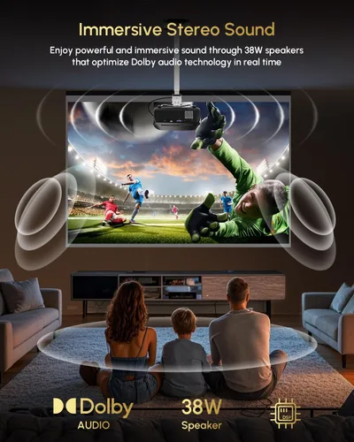Vista 6 de Daytime 4K Projector【Google TV / 2300 ANSI】Smart Movie Projector with WiFi 6 and Bluetooth, 38W Dolby ToF Autofocus NFC/Voice Control HDMI ARC, Home