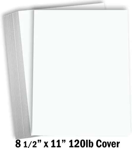 Vista 2 de Hamilco Papel grueso de cartulina blanca de 8 1/2 x 11 pulgadas, peso pesado, 120 libras, cartulina - Paquete de 50