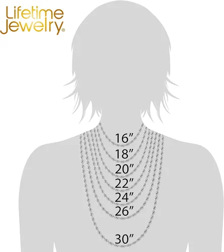 Vista 6 de LIFETIME JEWELRY Collar de cadena de cuerda de 0.236in para mujeres y hombres, chapado en oro real de 24 quilates, Chapado en oro, No es una piedra