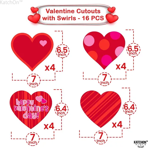Vista 5 de KatchOn, Centros de mesa de San Valentín para mesas, grandes, paquete de 39 Decoración de corazones colgantes de San Valentín, centros de mesa