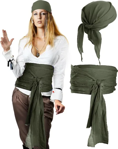 Vista 4 de SATINIOR Halloween Pirate Accessories Bandana Belt Costume