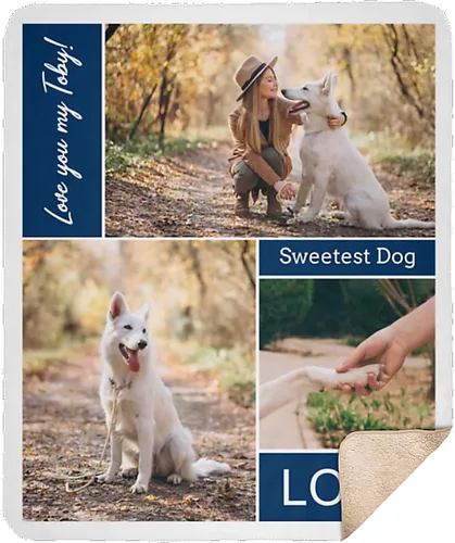 Vista 4 de Manta personalizada con collage de 3 imágenes a todo color. Personalizado de tus fotos y apellido. Manta de forro polar súper suave para bebés