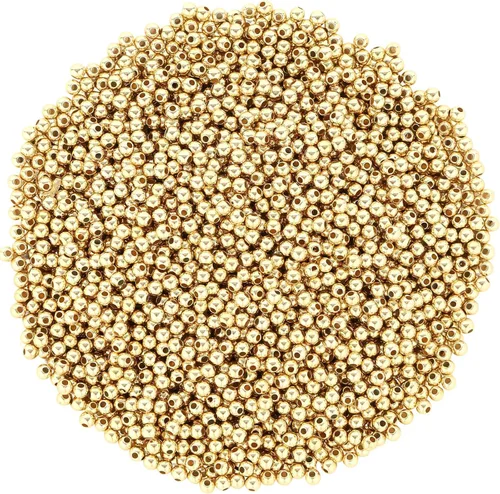 Vista 13 de DECYOOL 1200Pcs 4mm 6mm 8mm Gold Round Beads for Spacer Bracelet Making Dorado