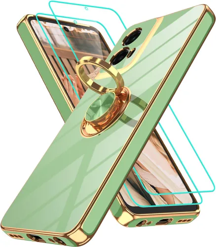Vista 133 de Funda para Motorola Moto G 5G 2024: Funda Moto G Play 5G 2024 con 2 piezas de protectores de pantalla, soporte de anillo de rotación de 360°
