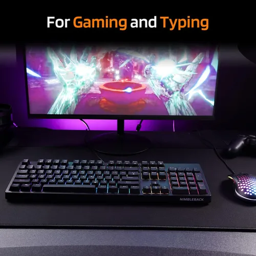 Vista 8 de LTC NB1041 Nimbleback Teclado mecánico con cable intercambiable en caliente 104 teclas RGB retroiluminado para juegos interruptor rojonegro