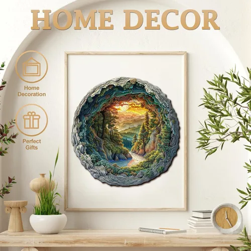 Vista 8 de KAAYEE Rompecabezas de madera para adultos, rompecabezas de madera con efecto de visión 3D, diseño de bosque cueva con forma única, rompecabezas