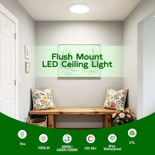 Vista 3 de hykolity 7Inch Selectable CCT LED Flush Mount Ceiling Light,1500LM,2 Pack