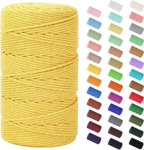 Vista 33 de Cuerda de macramé de 0.079 in x 220 yardas (656 pies), cuerda de algodón natural para colgar en la pared, ganchos de plantas, manualidades Verde