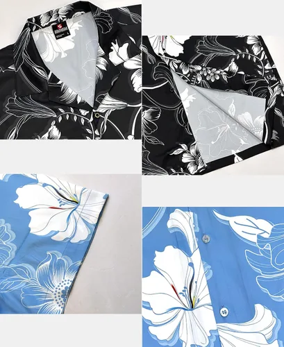 Vista 5 de Southpole Camisas hawaianas con botones para hombre, manga corta, estampado floral