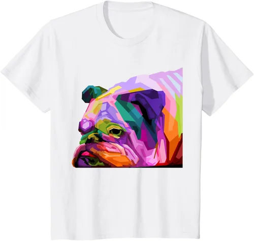Vista 72 de Camiseta de retrato pop artístico de bulldog británico inglés para dueños de perros, Negro, S