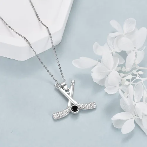 Vista 3 de YAFEINI Collar con colgante de plata de ley para violínvioloncheloguitarragolfhockey, joyería de música deportiva para mujeres y niñas