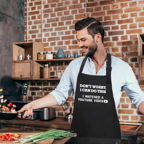 Vista 5 de Delantales divertidos para hombres, regalos divertidos personalizados para hombres, delantal de chef para cocinar a la parrilla, regalos
