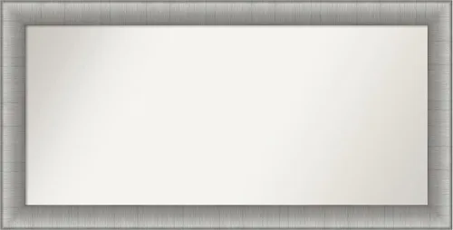 Vista 324 de Amanti Art Espejo de baño plateado para sobre el fregadero, 28 x 37 pulgadas, elegante espejo rectangular de peltre cepillado, marco de madera