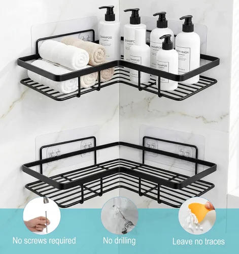 Vista 5 de 6 piezas de reemplazo de calcomanías para carrito de ducha, ganchos adhesivos para carrito de ducha